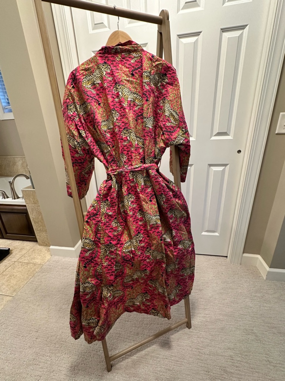 Printfresh Bagheera Robe Hot Pink Leopard Print Cotton Long L/XL Loungewear - Picture 3 of 4